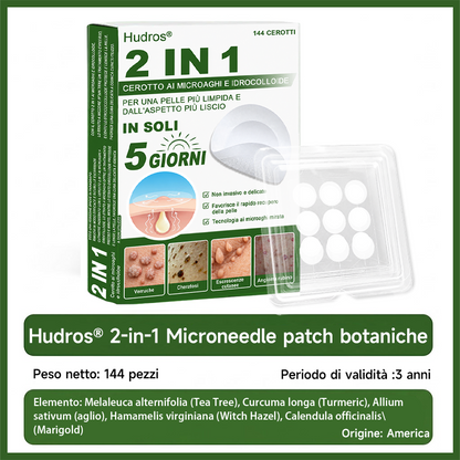 👉Hudros®🐒Cerotto 2 in 1 a Micro-aghi e Idrocolloide | Elimina Nevi in Rilievo, Acne, Verruche Piatte e Fibromi Cutanei | Migliora Rughe, Cicatrici e Imperfezioni | Cerotti Stella Invisibili per Brufoli su Viso e Corpo | 144 pz.🐑
