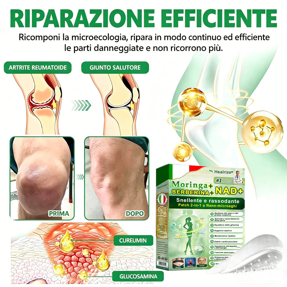 【Offerta ultimo giorno – 80% di sconto】👨🏻‍🤝‍👩🏻🏥🧍‍♀️👩𝐻𝑒𝑎𝑙𝑟𝑖𝑧𝑒® Moringa · Berberina × NAD⁺ 10-in-1 Advanced Nano Microneedle Patch ✨ 7 cerotti per confezione · Fornitura per una settimana