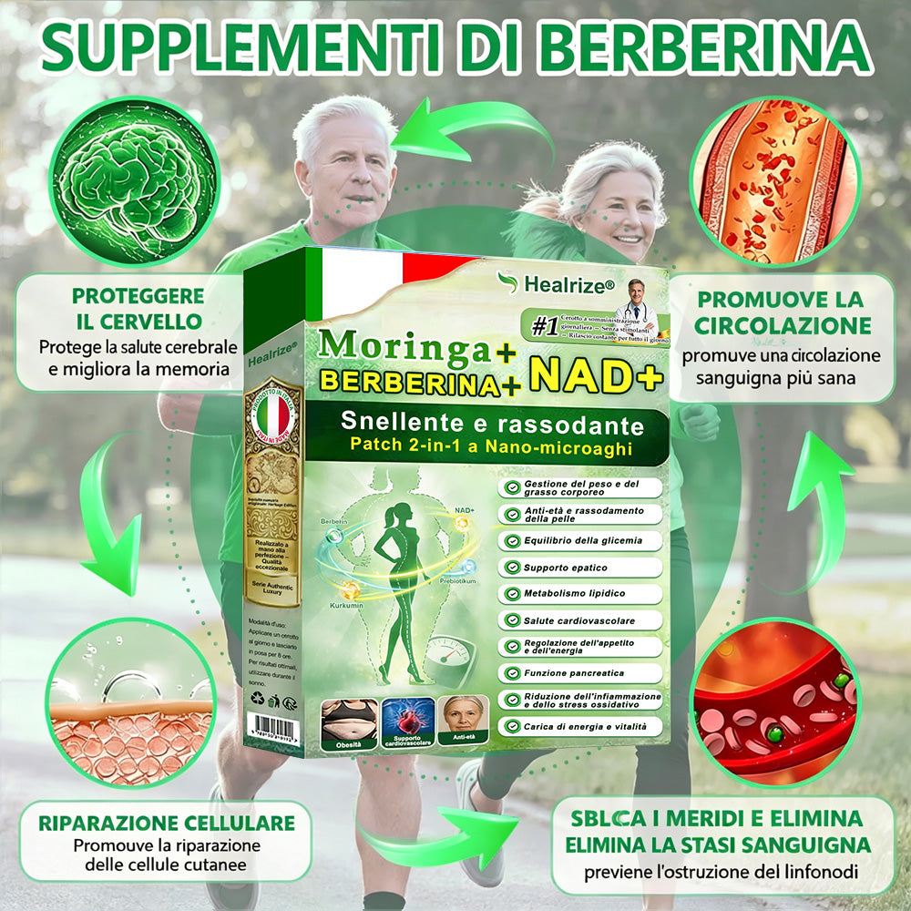 【Offerta ultimo giorno – 80% di sconto】👨🏻‍🤝‍👩🏻🏥🧍‍♀️👩𝐻𝑒𝑎𝑙𝑟𝑖𝑧𝑒® Moringa · Berberina × NAD⁺ 10-in-1 Advanced Nano Microneedle Patch ✨ 7 cerotti per confezione · Fornitura per una settimana