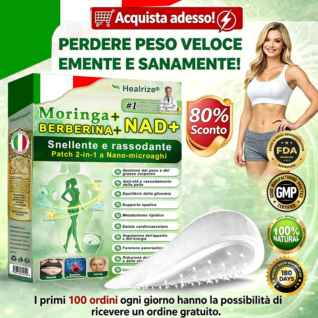 【Offerta ultimo giorno – 80% di sconto】👨🏻‍🤝‍👩🏻🏥🧍‍♀️👩𝐻𝑒𝑎𝑙𝑟𝑖𝑧𝑒® Moringa · Berberina × NAD⁺ 10-in-1 Advanced Nano Microneedle Patch ✨ 7 cerotti per confezione · Fornitura per una settimana