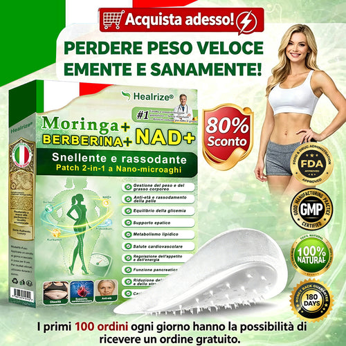 【Offerta ultimo giorno – 80% di sconto】👨🏻‍🤝‍👩🏻🏥🧍‍♀️👩𝐻𝑒𝑎𝑙𝑟𝑖𝑧𝑒® Moringa · Berberina × NAD⁺ 10-in-1 Advanced Nano Microneedle Patch ✨ 7 cerotti per confezione · Fornitura per una settimana