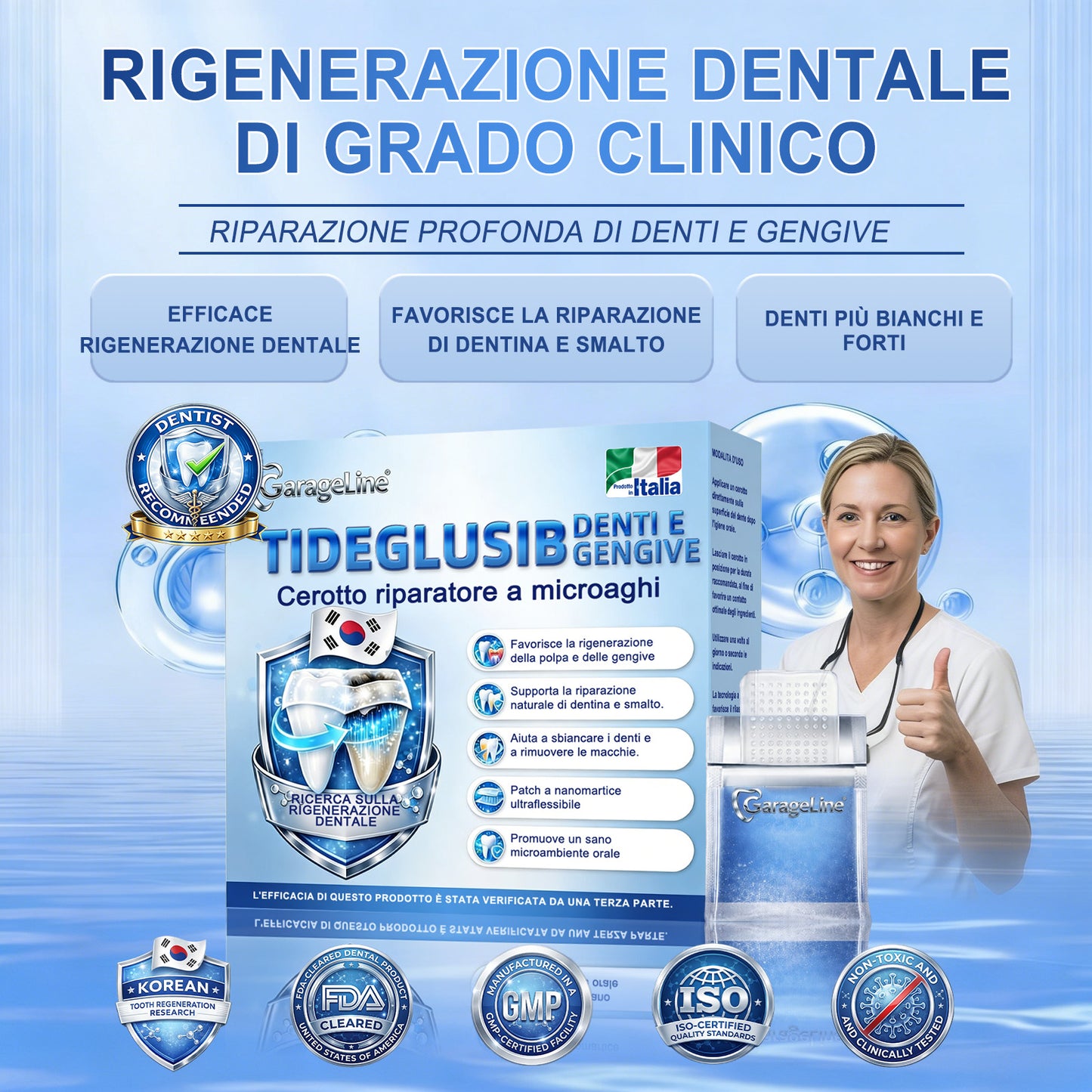 🦷 Dì Addio a Sensibilità e Fastidi! 🐠🐠GаrаgеLіnе® Tideglusib Strisce Orali – Riparazione Rapida per Denti e Gengive