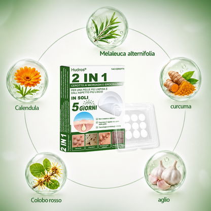 👉Hudros®🐒Cerotto 2 in 1 a Micro-aghi e Idrocolloide | Elimina Nevi in Rilievo, Acne, Verruche Piatte e Fibromi Cutanei | Migliora Rughe, Cicatrici e Imperfezioni | Cerotti Stella Invisibili per Brufoli su Viso e Corpo | 144 pz.🐑