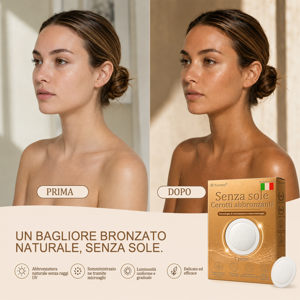 👉𝐒𝐭𝐨𝐫𝐞 𝐔𝐟𝐟𝐢𝐜𝐢𝐚𝐥𝐞 | ☀️Turonu® Cerotto Autoabbronzante Transdermico⭐ — Risveglia il tuo naturale color bronzo mediterraneo