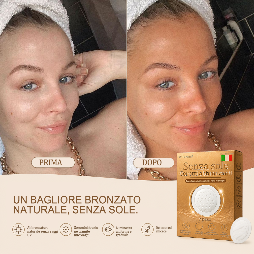 👉𝐒𝐭𝐨𝐫𝐞 𝐔𝐟𝐟𝐢𝐜𝐢𝐚𝐥𝐞 | ☀️Turonu® Cerotto Autoabbronzante Transdermico⭐ — Risveglia il tuo naturale color bronzo mediterraneo