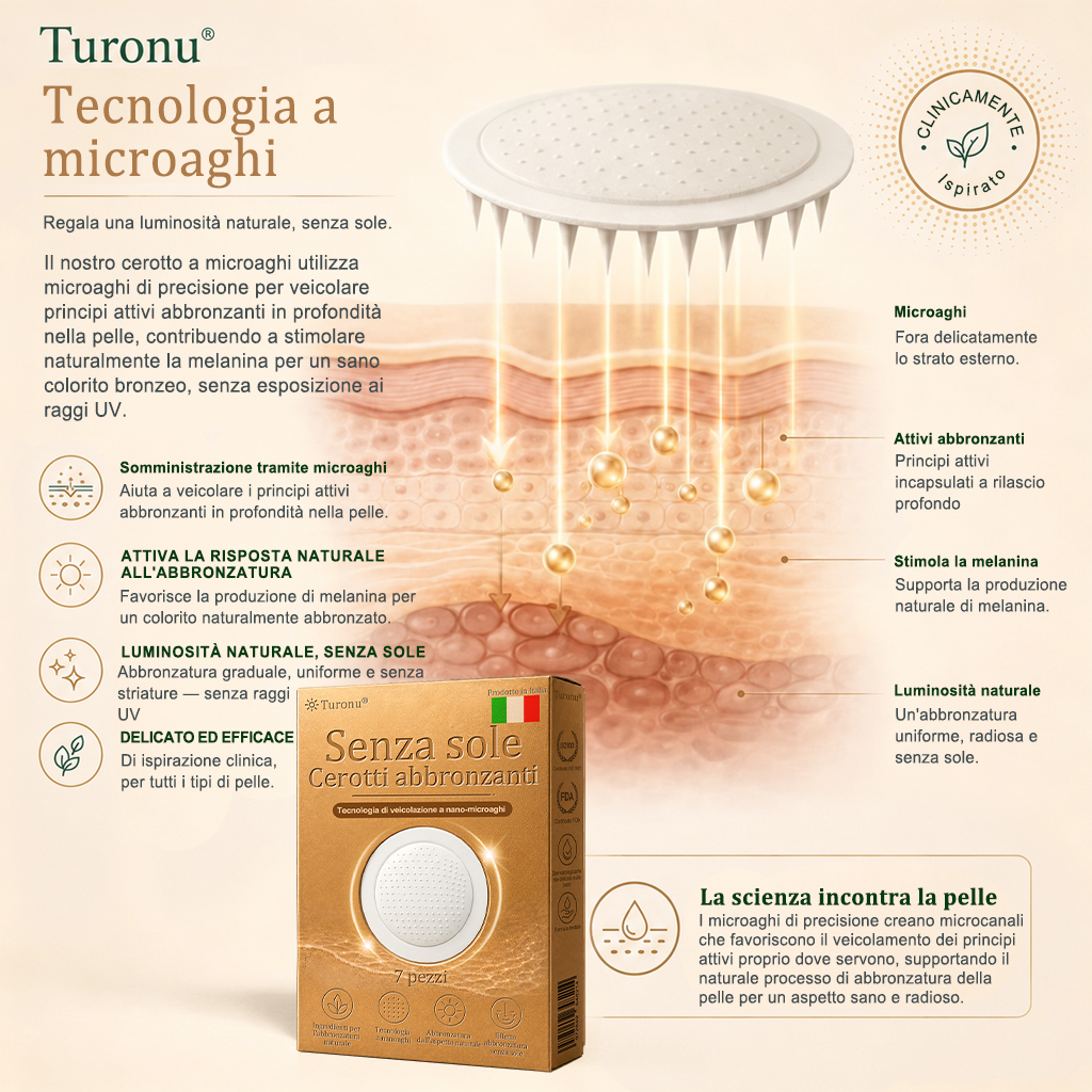👉𝐒𝐭𝐨𝐫𝐞 𝐔𝐟𝐟𝐢𝐜𝐢𝐚𝐥𝐞 | ☀️Turonu® Cerotto Autoabbronzante Transdermico⭐ — Risveglia il tuo naturale color bronzo mediterraneo