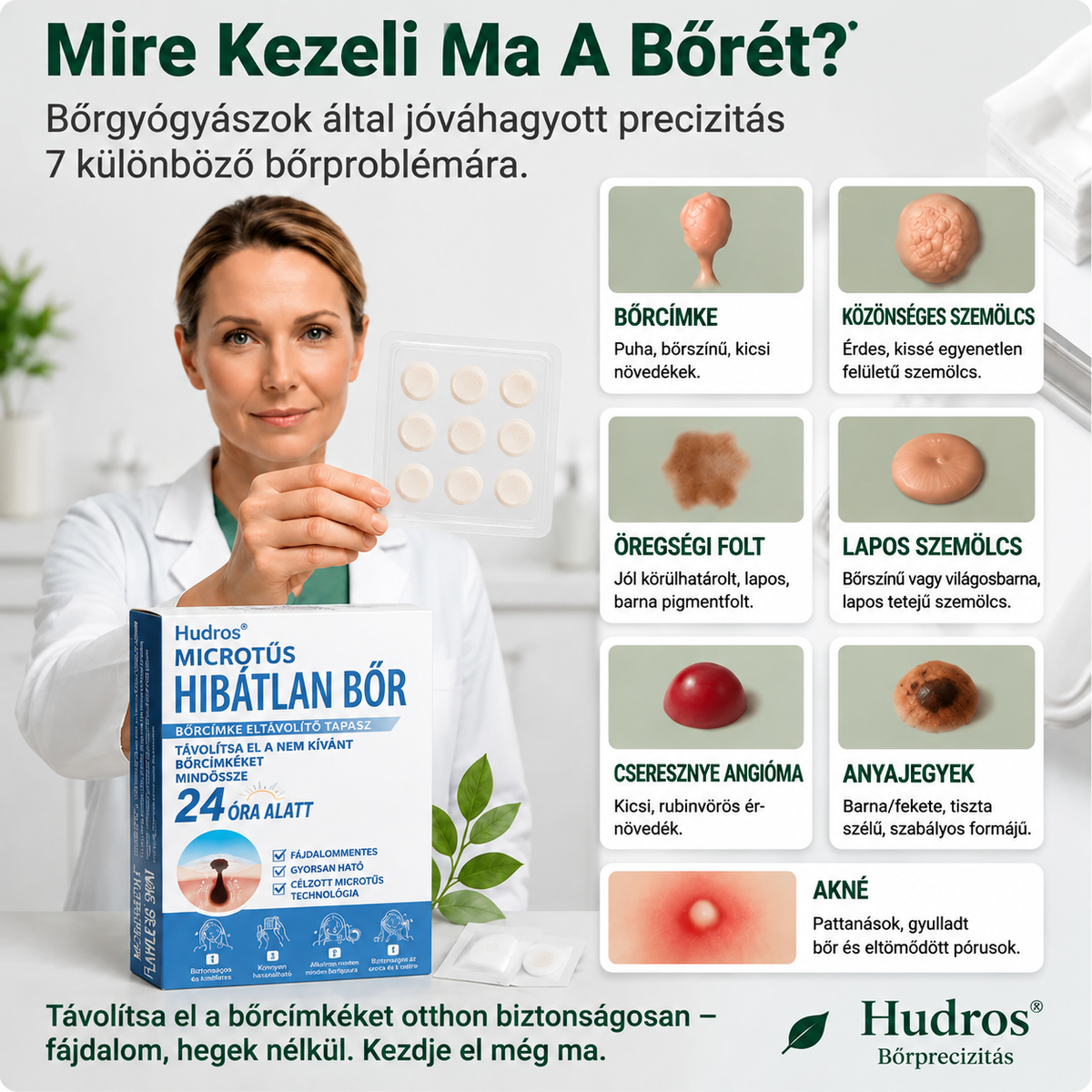 ✨ 𝑯𝒖𝒅𝒓𝒐𝒔® 💗 2-az-1-ben Mikrotű & Hidrokoloid Tapasz 🔬| Kiemelkedő Anyajegyek, Pattanások, Lapos Szemölcsök & Bőrkinövések Eltávolítója🛡️🦠 | Ráncok, Hegek & Bőrhibák Javítása | Láthatatlan Csillag Pattanástapasz Arcra & Testre | 144 db 🇭🇺