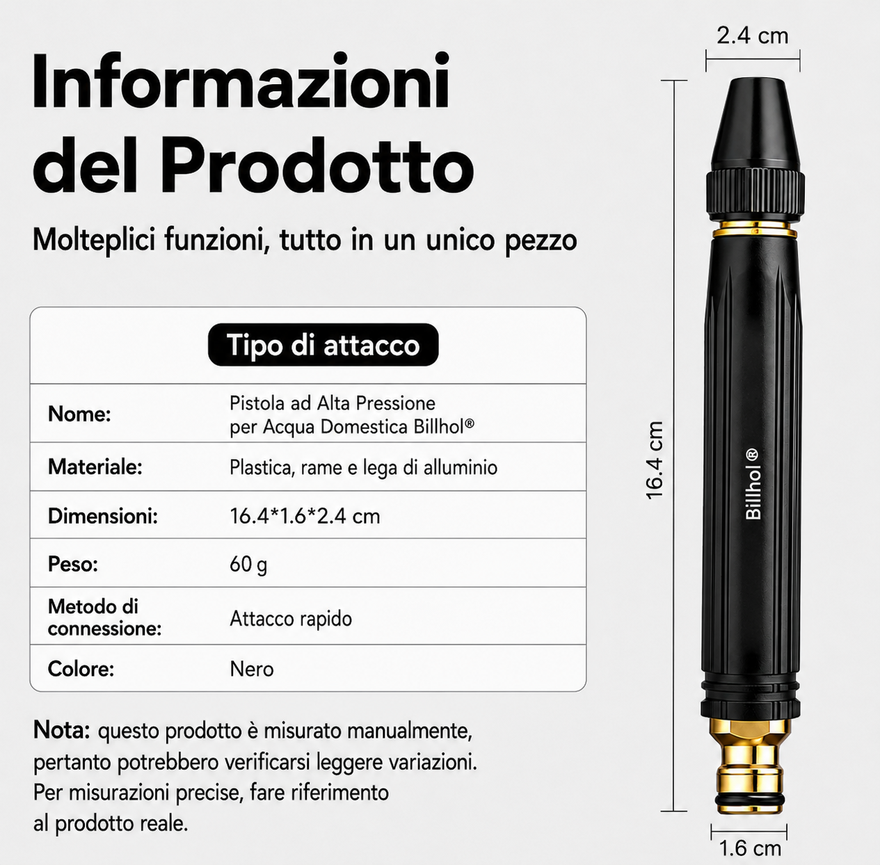 🔥PROMO: Solo 6,25 € l'uno! 💥 Billhol® Pistola ad alta pressione per lavaggio auto, giardino e piante. 🚿🚗