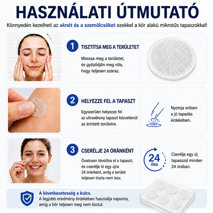 ✨ 𝑯𝒖𝒅𝒓𝒐𝒔® 💗 2-az-1-ben Mikrotű & Hidrokoloid Tapasz 🔬| Kiemelkedő Anyajegyek, Pattanások, Lapos Szemölcsök & Bőrkinövések Eltávolítója🛡️🦠 | Ráncok, Hegek & Bőrhibák Javítása | Láthatatlan Csillag Pattanástapasz Arcra & Testre | 144 db 🇭🇺